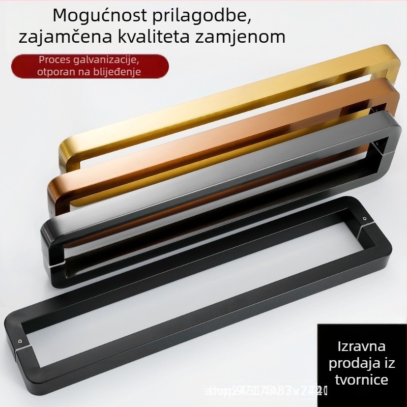 Kuka od nehrđajućeg čelika za klizna vrata s zaobljenim kutem, elektroplatirani završni premaz otporan na otiske prstiju za staklena vrata