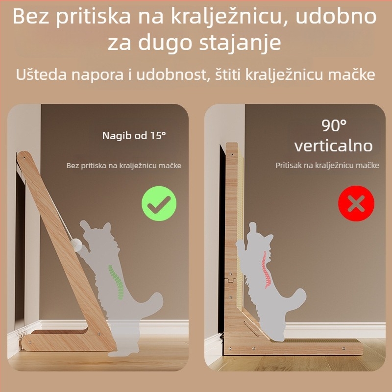 Mačja daska za ogrebotine od drveta sa sisalom, uspravna, CW-002, 1 kom, jednostavan stil