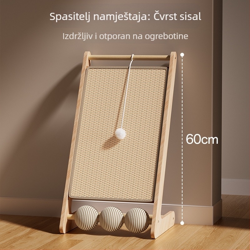 Mačja daska za ogrebotine od drveta sa sisalom, uspravna, CW-002, 1 kom, jednostavan stil