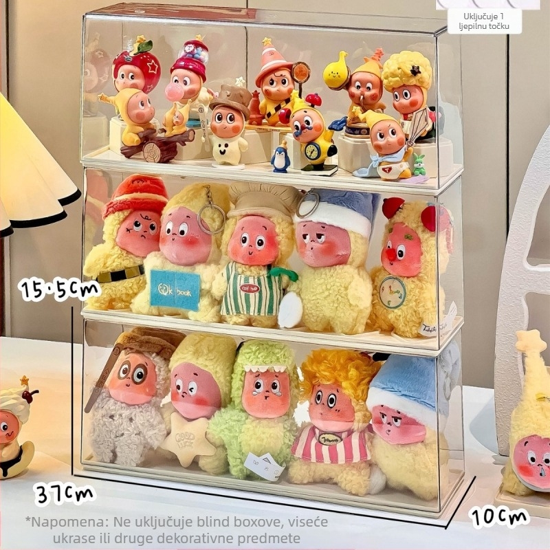 Star Man blind-box kutija za prikaz, prozirni PET materijal, s poklopcem, zaštita od prašine, može se slagati, kapacitet 18 L