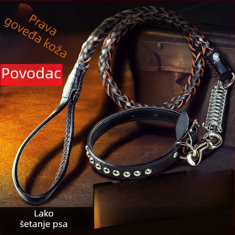 Gastroon kožni povodac za pse, osmerostruki užad prevučen, s oprugom, otporan na eksplozije, pakiranje 20