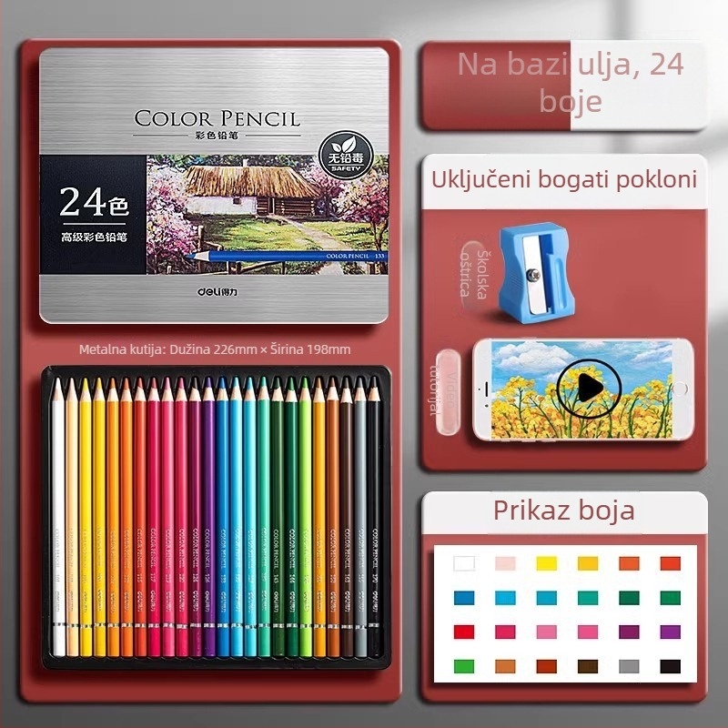 Deli vodotopne bojice u metalnoj kutiji za učenike