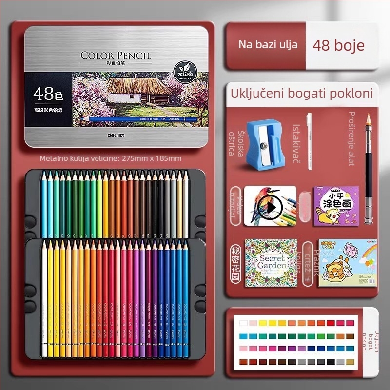 Deli vodotopne bojice u metalnoj kutiji za učenike