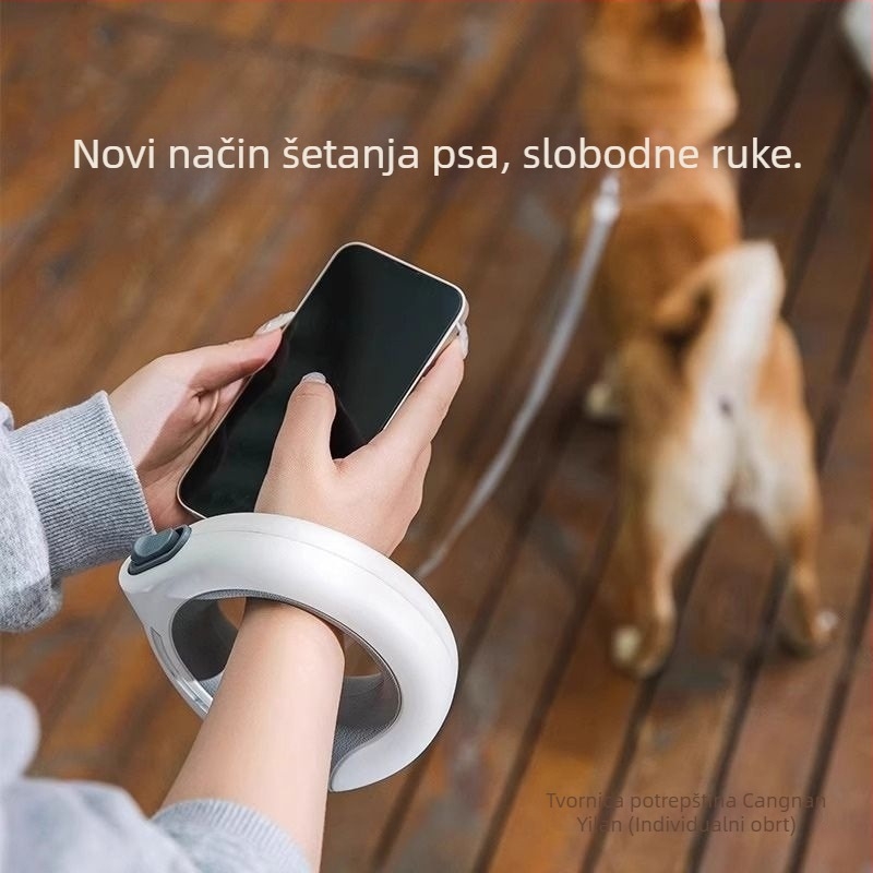Vodič za psa s automatskim produžnim prstenom, ruke slobodne, zaštita od vuče i gušenja