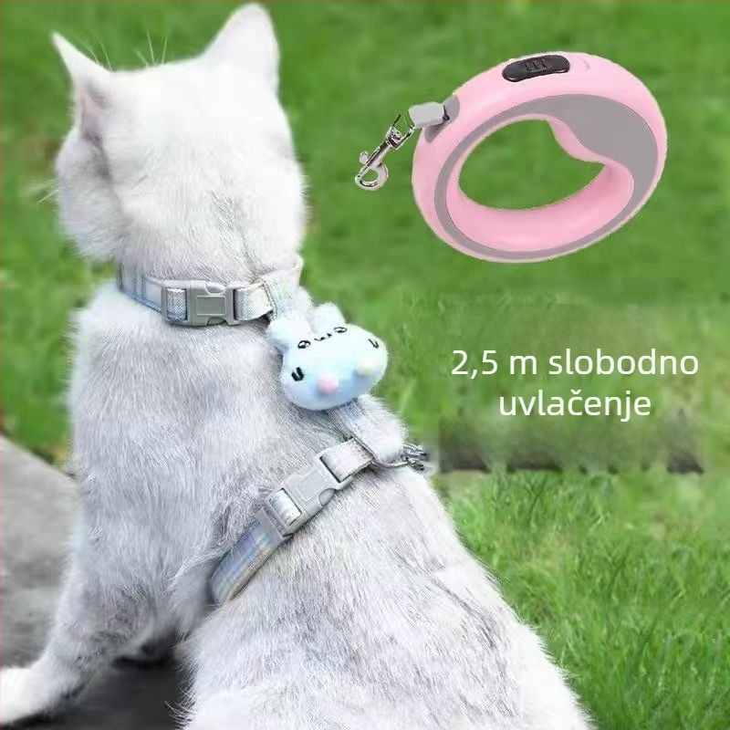 Vodič za psa s automatskim produžnim prstenom, ruke slobodne, zaštita od vuče i gušenja