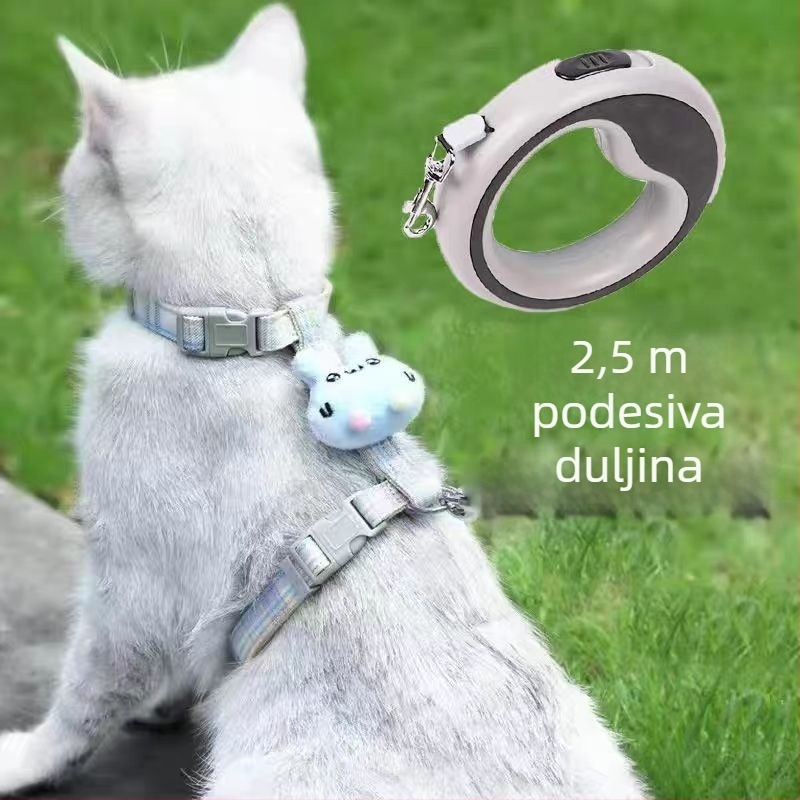Vodič za psa s automatskim produžnim prstenom, ruke slobodne, zaštita od vuče i gušenja