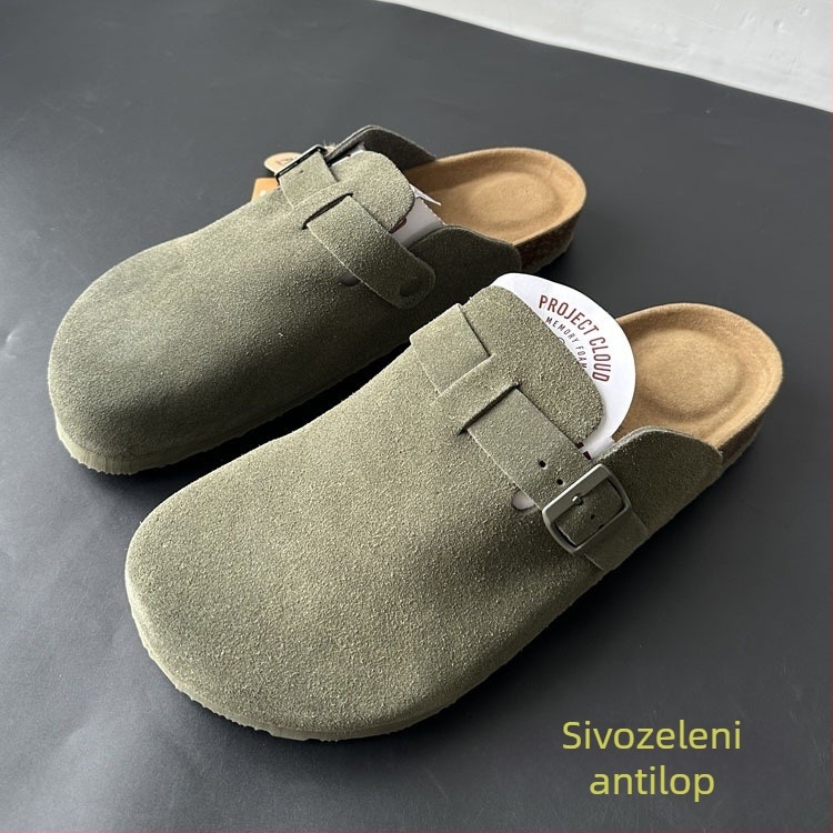 Muške Slip-On cipele u Birkenstock stilu, od kravlje kože, velike veličine, zatvoren vrh, korkov uložak, proljeće-ljeto 2026