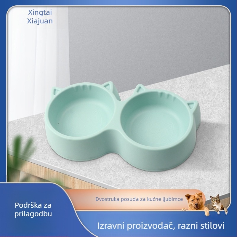 Dvostruka plastična posuda za hranjenje kućnih ljubimaca (mačke i psi)