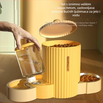 HelloJoy Automatski napajanje vode za kućne ljubimce i set zdjeli za mačke i pse — Materijal PP, Veliki kapacitet, Potpuno automatsko hranjenje