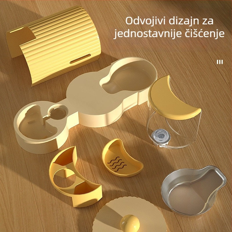 HelloJoy Automatski napajanje vode za kućne ljubimce i set zdjeli za mačke i pse — Materijal PP, Veliki kapacitet, Potpuno automatsko hranjenje