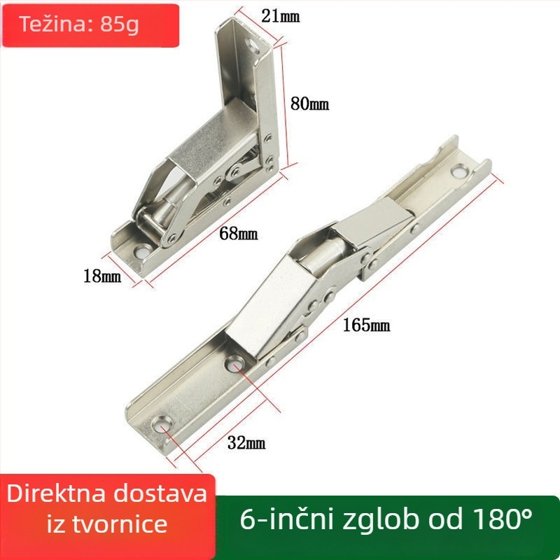 Sklopiva šarka s pozicioniranjem 90°/180° za preklopna vrata — automatski zaključavajući nosač za namještaj, garderobe, ormariće i stol za kavu