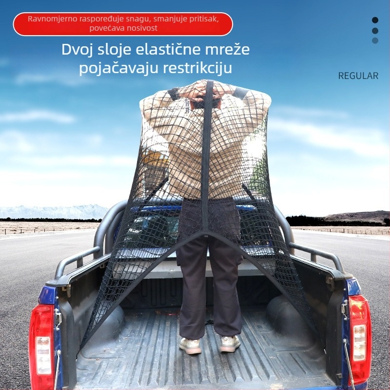 Stražnja mreža za prtljažnik, poliester, univerzalna prilagodba, sklopiva, prilagodljiva, mogućnost otiska logotipa