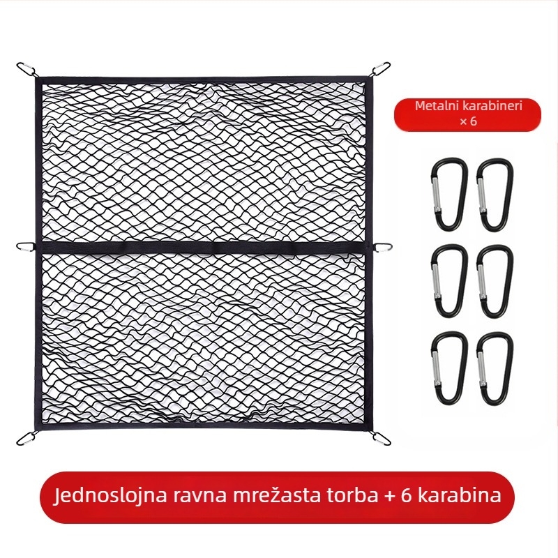 Stražnja mreža za prtljažnik, poliester, univerzalna prilagodba, sklopiva, prilagodljiva, mogućnost otiska logotipa