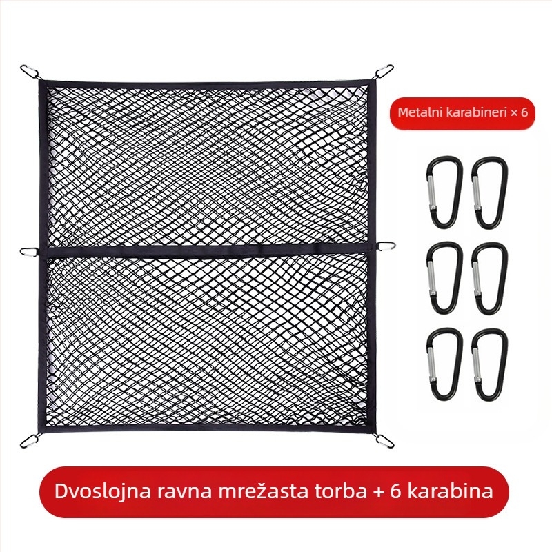 Stražnja mreža za prtljažnik, poliester, univerzalna prilagodba, sklopiva, prilagodljiva, mogućnost otiska logotipa