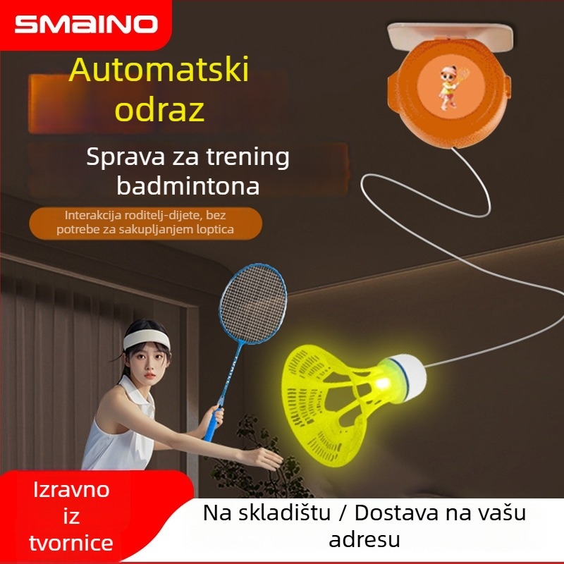 Trening badminton lopte s automatskim povratkom, obiteljska interakcija, set od 3 komada, okvir od željezne legure, najlon navoji, težina 90–94 g