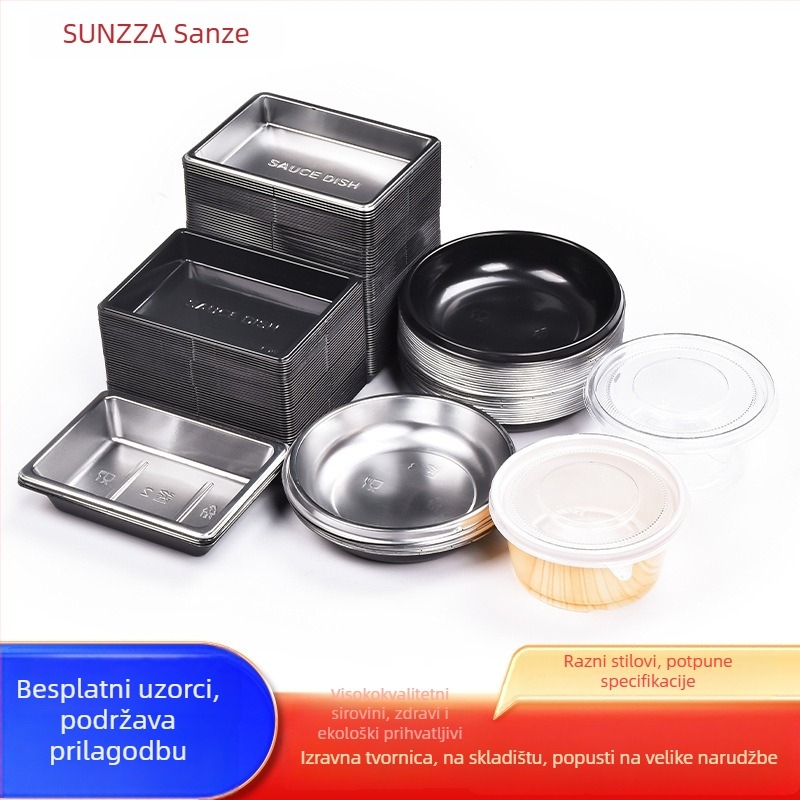 Jednokratne okrugle PET plastične čašice s poklopcem za umake i pudinge, zapremina manje od 100 ml, set