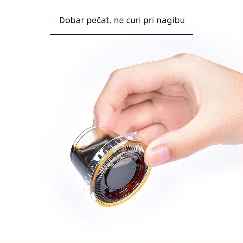 Jednokratne okrugle PET plastične čašice s poklopcem za umake i pudinge, zapremina manje od 100 ml, set
