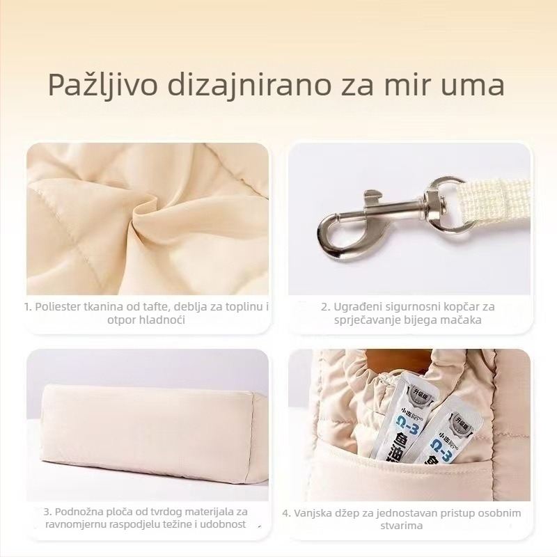 Torba za kućne ljubimce preko ramena za mačke i pse, topla presšena poliesterska tkanina, geometrijski uzorak, kapacitet 5000, nosivost 5–7 kg