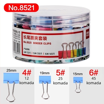 Deli 8521 metalni klip za fascikle, model 8521, pakiranje u plastičnu kutiju