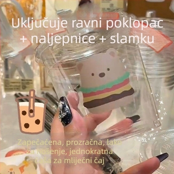 Jednokratna plastična čaša za mliječni čaj, za dostavu, kapacitet ispod 100 ml, tisk logotipa dostupan, mikrovalna pećnica nije pogodna