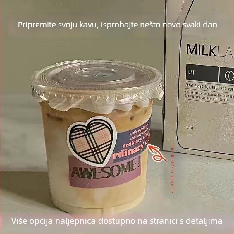 Jednokratna plastična čaša za mliječni čaj, za dostavu, kapacitet ispod 100 ml, tisk logotipa dostupan, mikrovalna pećnica nije pogodna