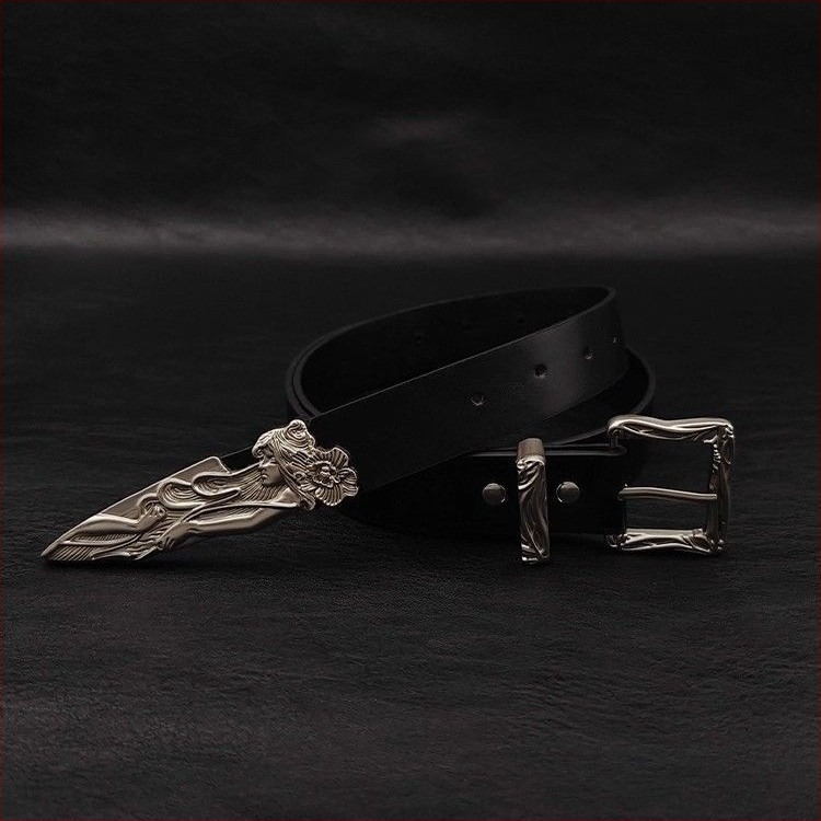 Unisex kaiš s vintage metalnim izrezbarenim cvjetnim motivom, PU koža, kopča od legure, zaključavanje pin kopkom, širina 2-4 cm, proljeće 2025