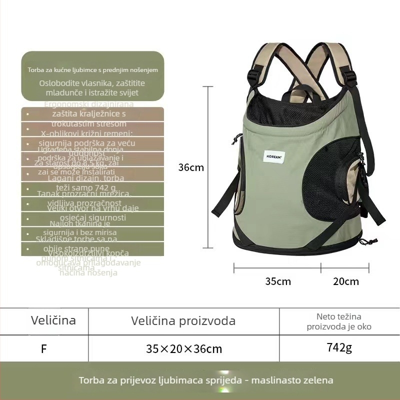 Hidream Torba za mačke – prozračan nosilac s prednjim pristupom, najlon