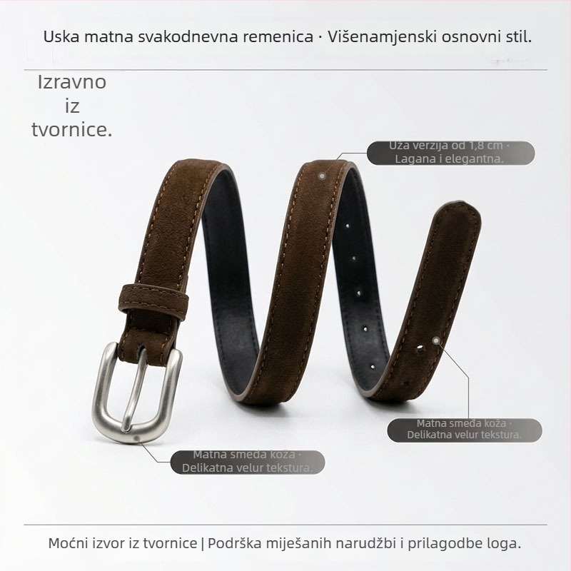 Korejski stil INS modni PU kaiš s kopčom od legure, zaključavanje iglom, uska širina <2 cm, porijeklo Guangzhou