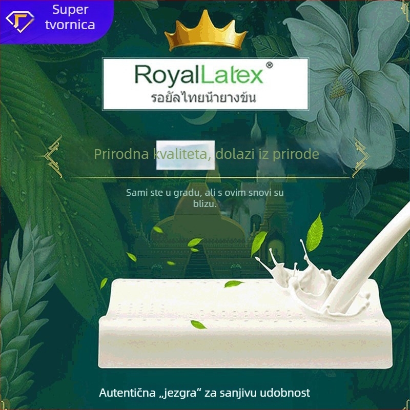 Royal Knight latex jastuk za odrasle — podrška vratne kralježnice, prirodni latex jezgro, prilagodljiva zaštita vrata
