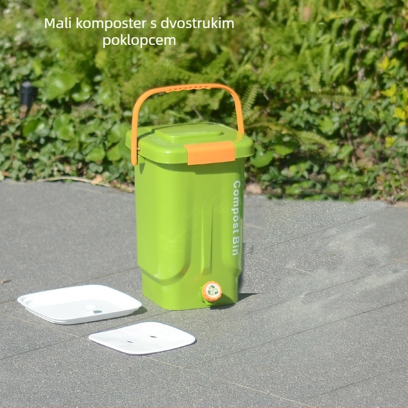 Kuhinjski kompostnik za kuhinjski otpad sa suho/mokro odjeljivanje i fermentacijom, Bokashi kutija za kompost, zatvorena plastična posuda, brend Manxiu (ovlaštena privatna marka), EM bakterijski inokulum