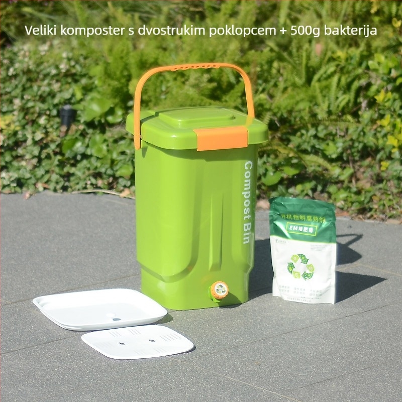 Kuhinjski kompostnik za kuhinjski otpad sa suho/mokro odjeljivanje i fermentacijom, Bokashi kutija za kompost, zatvorena plastična posuda, brend Manxiu (ovlaštena privatna marka), EM bakterijski inokulum