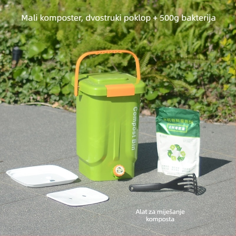 Kuhinjski kompostnik za kuhinjski otpad sa suho/mokro odjeljivanje i fermentacijom, Bokashi kutija za kompost, zatvorena plastična posuda, brend Manxiu (ovlaštena privatna marka), EM bakterijski inokulum
