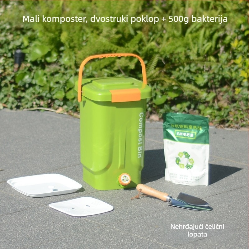 Kuhinjski kompostnik za kuhinjski otpad sa suho/mokro odjeljivanje i fermentacijom, Bokashi kutija za kompost, zatvorena plastična posuda, brend Manxiu (ovlaštena privatna marka), EM bakterijski inokulum