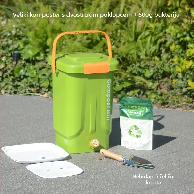 Kuhinjski kompostnik za kuhinjski otpad sa suho/mokro odjeljivanje i fermentacijom, Bokashi kutija za kompost, zatvorena plastična posuda, brend Manxiu (ovlaštena privatna marka), EM bakterijski inokulum