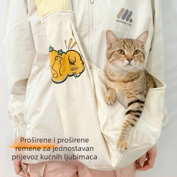 Torba-nosiljka za mačke i manje pse s otvorom za glavu, prijenosna za vanjsku upotrebu (pamuk • Model 4 • srednje meka)