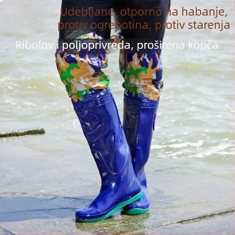 Čizme za sadnju riže, visoke gumene čizme sa bočnim zatvaračem, gornji dio i potplat od gume