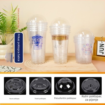 Jednokratna PET čašica za kavu i mliječni čaj s offset tiskom, prilagodljiva, moguć tisak logotipa, pogodna za pakiranje hrane