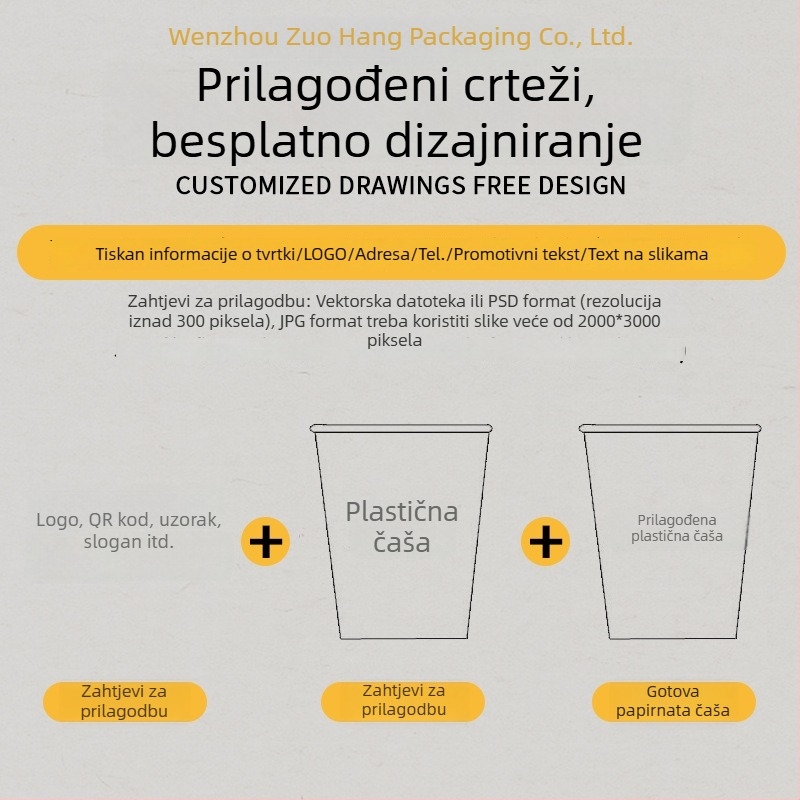 Jednokratna PET čašica za kavu i mliječni čaj s offset tiskom, prilagodljiva, moguć tisak logotipa, pogodna za pakiranje hrane