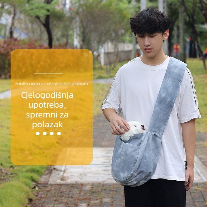 Torba za prijevoz kućnih ljubimaca od platna s tie-dye uzorkom, za mačke i male pse, preko ramena