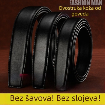 Muški kožni kaiš od prave kože, dvostruka koža od bivlje, kopča od legure, zaključavanje pinom, širina 2–4 cm