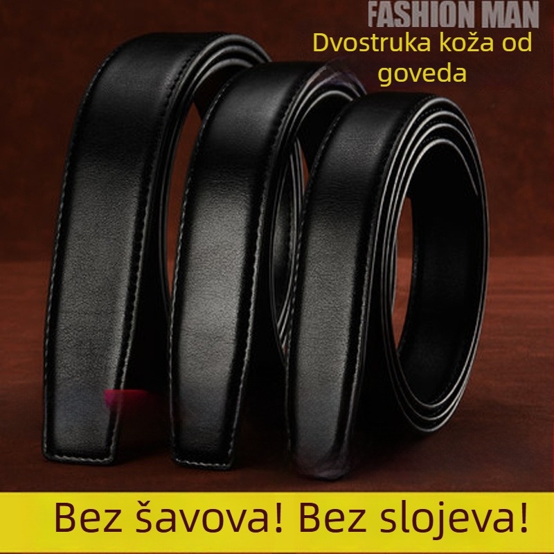 Muški kožni kaiš od prave kože, dvostruka koža od bivlje, kopča od legure, zaključavanje pinom, širina 2–4 cm
