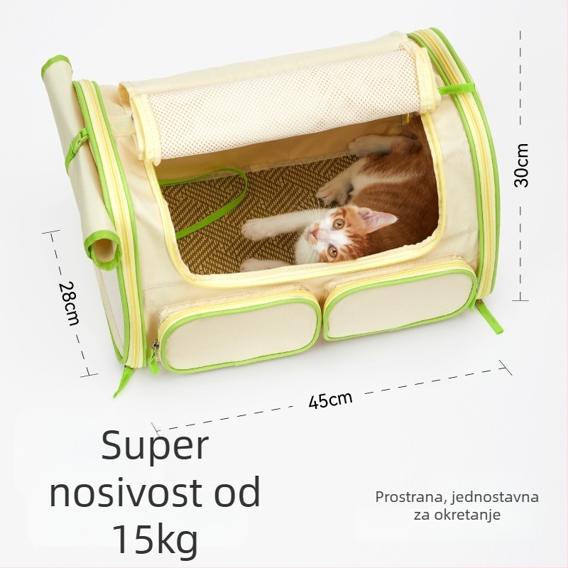 Torba za kućne ljubimce za mačke i pse - Oxford materijal, lagana, crossbody dizajn, veliki kapacitet