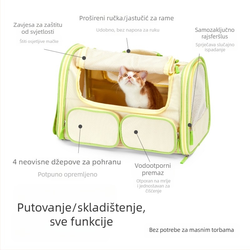 Torba za kućne ljubimce za mačke i pse - Oxford materijal, lagana, crossbody dizajn, veliki kapacitet