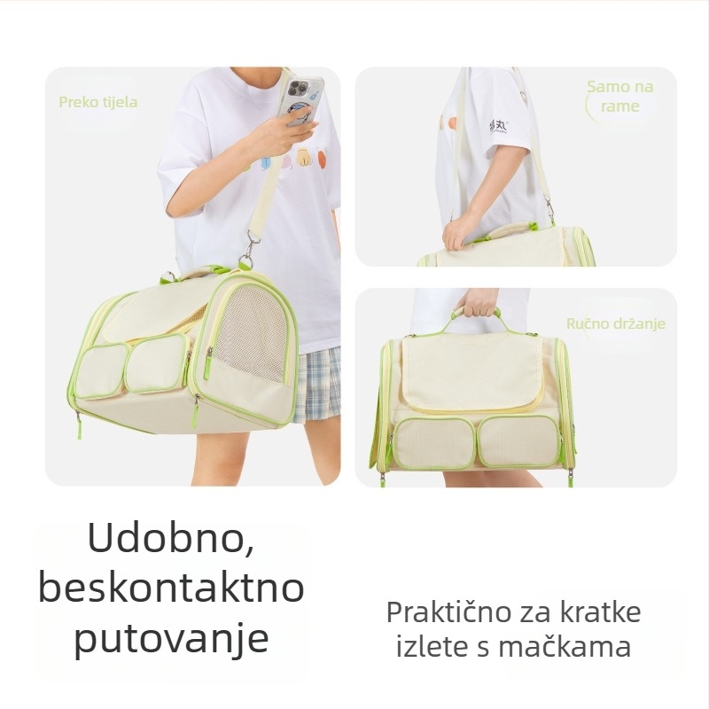 Torba za kućne ljubimce za mačke i pse - Oxford materijal, lagana, crossbody dizajn, veliki kapacitet