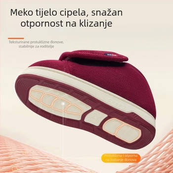 Lidani papuče od pamuka za unutarnju upotrebu, protuklizna podloga, zatvorenim petom, zimski model