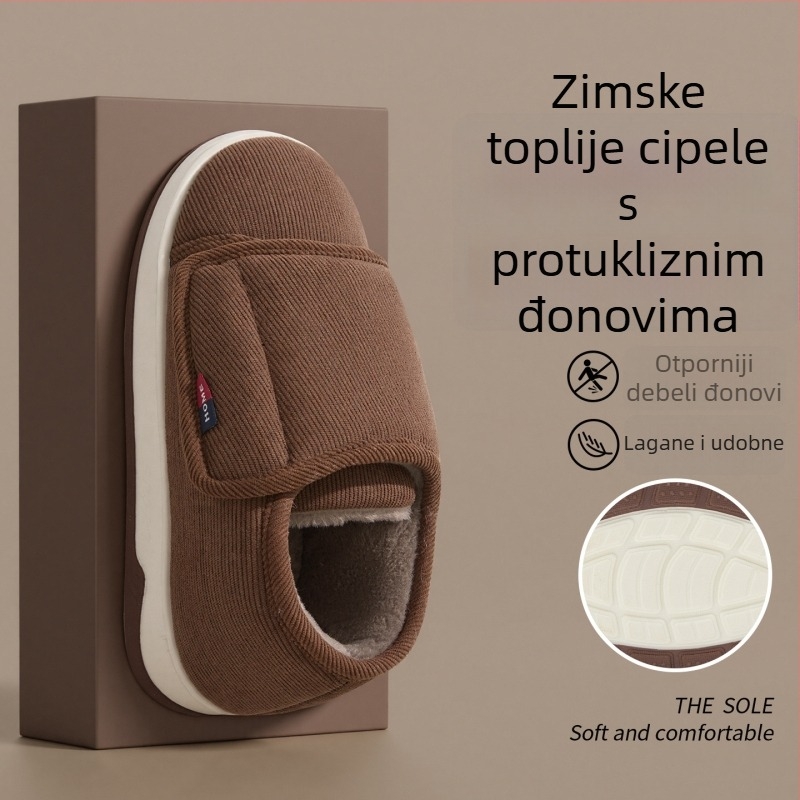 Lidani papuče od pamuka za unutarnju upotrebu, protuklizna podloga, zatvorenim petom, zimski model