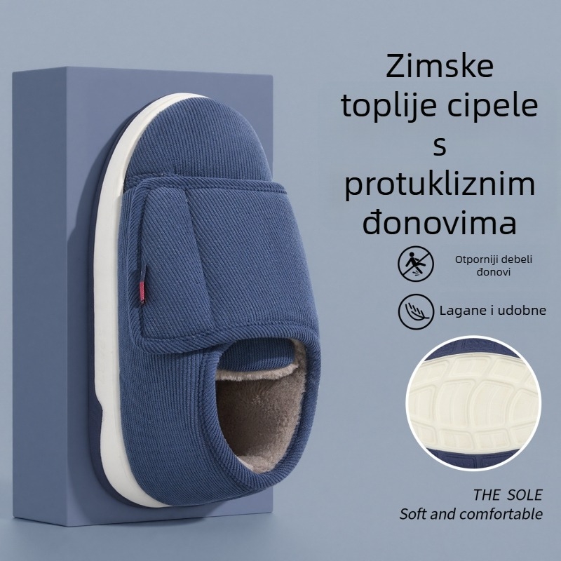 Lidani papuče od pamuka za unutarnju upotrebu, protuklizna podloga, zatvorenim petom, zimski model