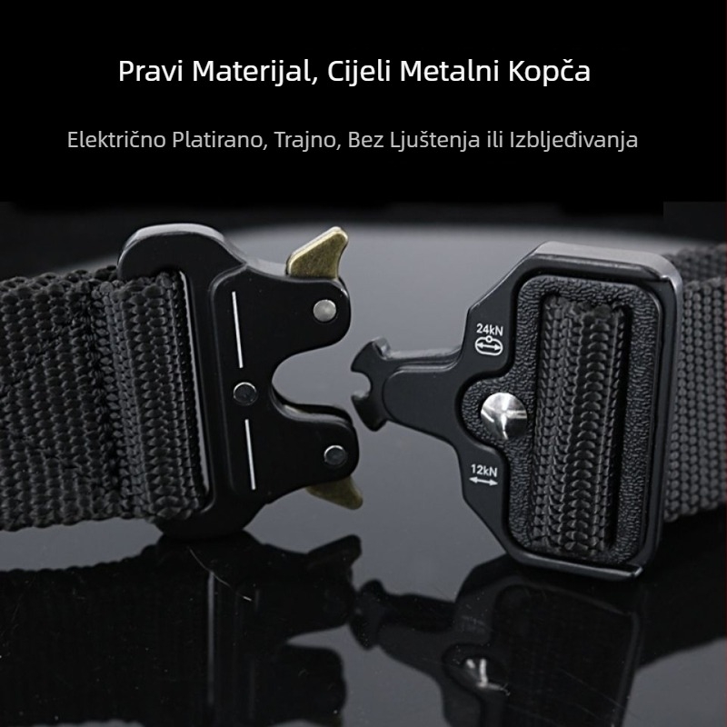 Vanjski taktički pojas od najlona s maskirnim uzorkom, kopča od legure, zatvarač bez zubića, širina 2–4 cm, sjajna elektroplating završna obrada