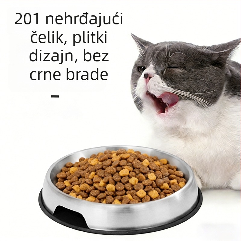 Hranilne posude za kućne ljubimce od nehrđajućeg čelika s protukliznim dizajnom, za mačke i pse, ručno hranjenje, pakiranje: 200 kom