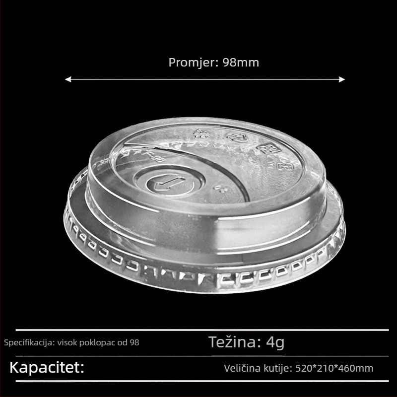 Jednokratne PET čaše s poklopcem, 501–600 ml, prozirne, okruglog oblika, za milk tea, hladna pića, jogurt — biorazgradivo, moguć tisak logotipa, prilagodljivo